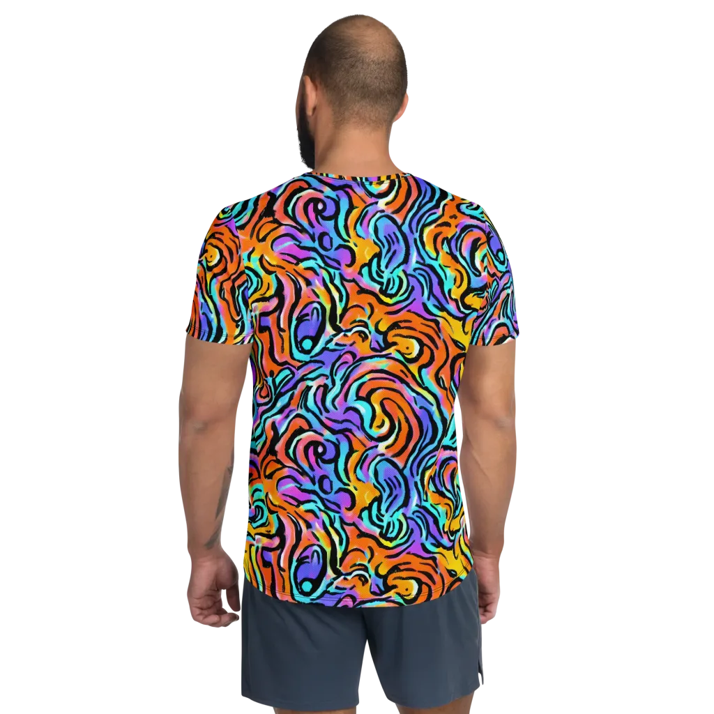 Hypercolor Waves on Men's Athletic T-Shirt — Back