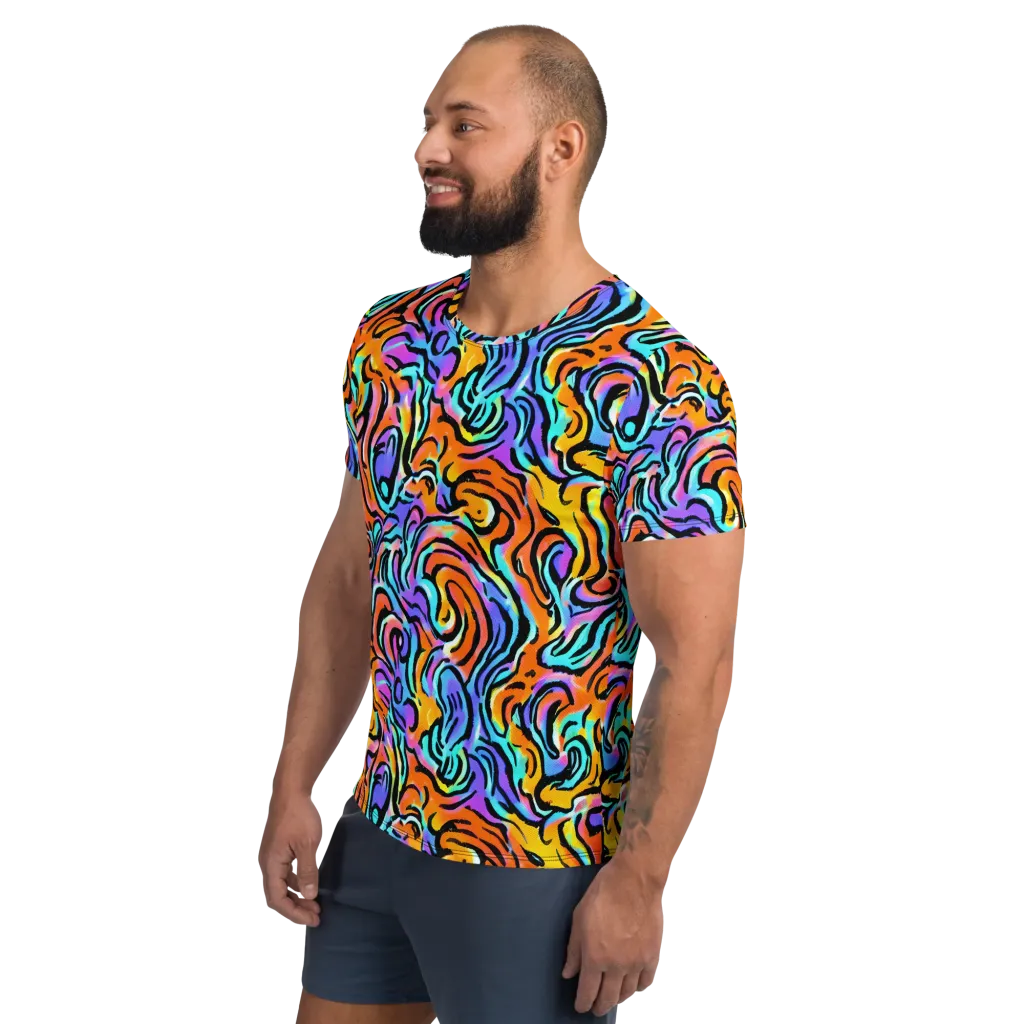 Hypercolor Waves on Men's Athletic T-Shirt — Left