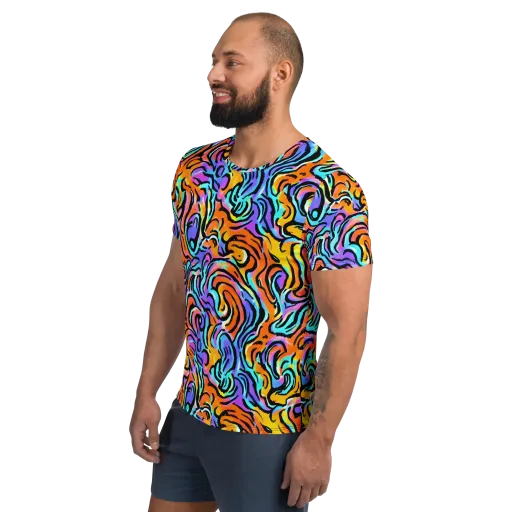 Hypercolor Waves on a Men's Athletic T-Shirt