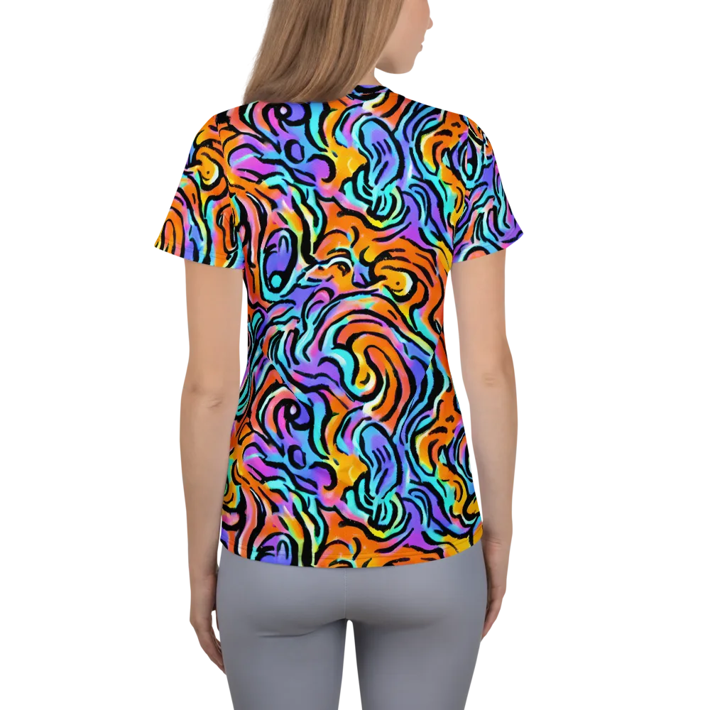Hypercolor Waves on Women's Athletic T-Shirt — Back