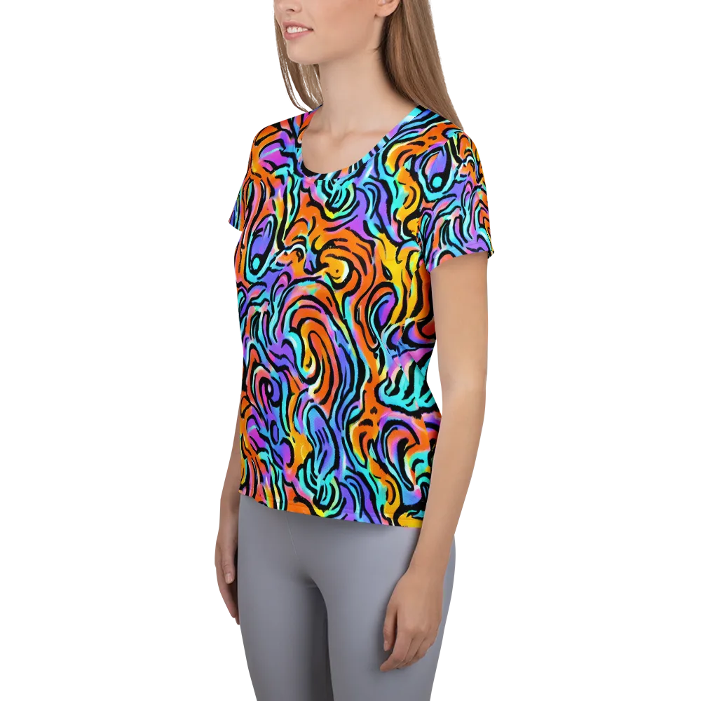 Hypercolor Waves on Women's Athletic T-Shirt — Left