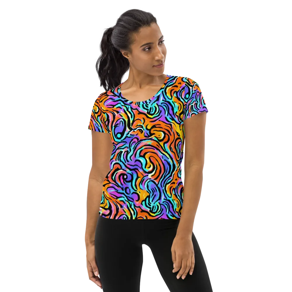 Hypercolor Waves on Women's Athletic T-Shirt — Front