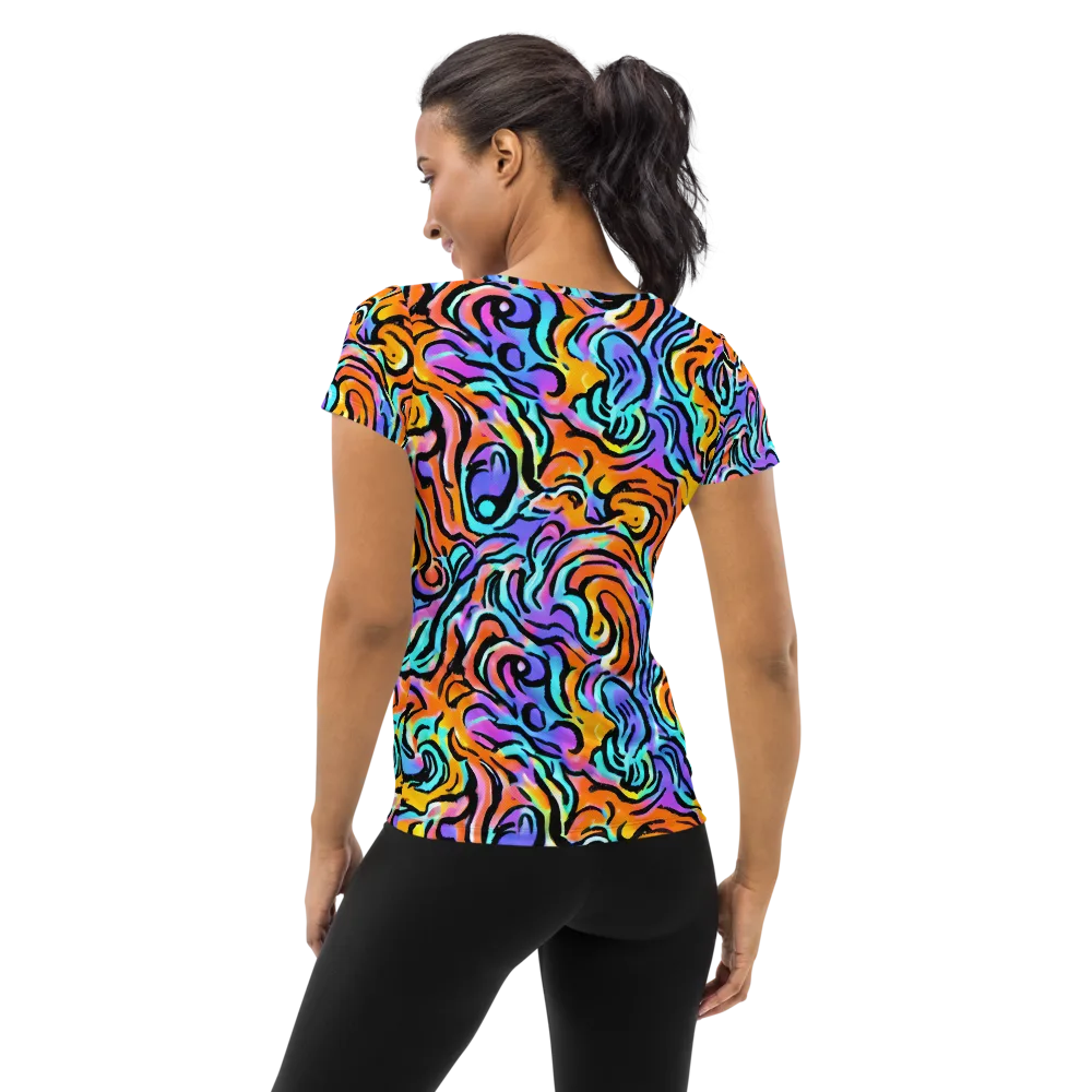 Hypercolor Waves on Women's Athletic T-Shirt — Back