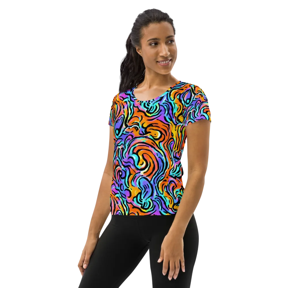 Hypercolor Waves on Women's Athletic T-Shirt — Left