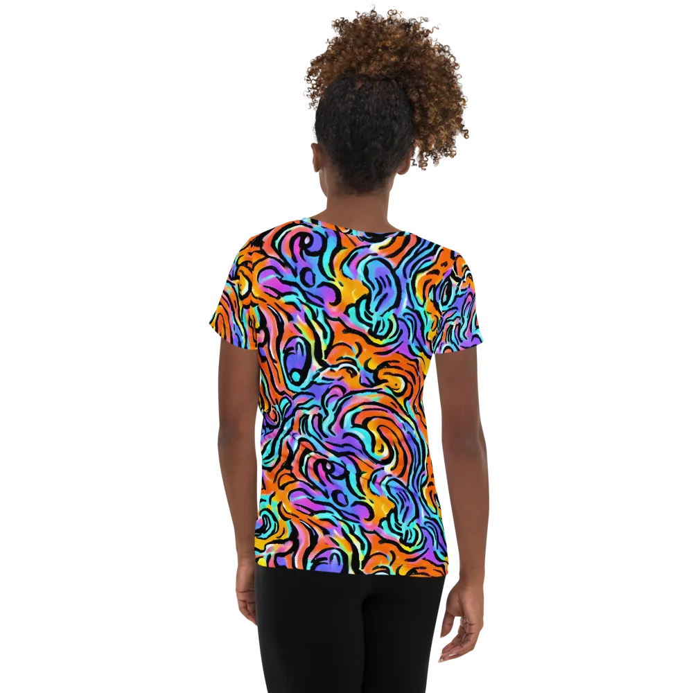 Hypercolor Waves on Women's Athletic T-Shirt — Back