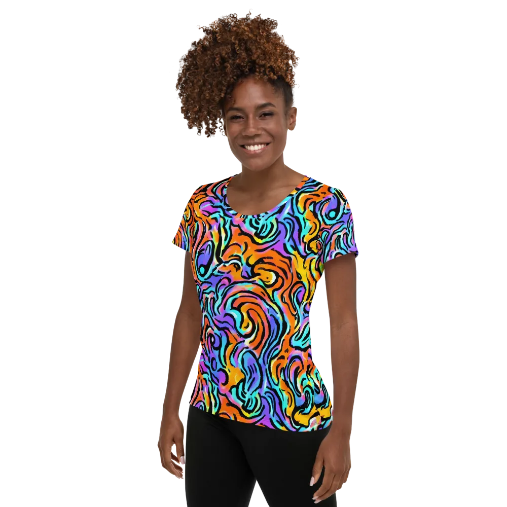 Hypercolor Waves on Women's Athletic T-Shirt — Left