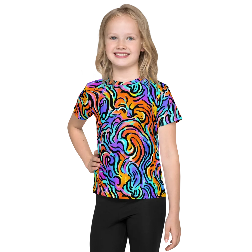 Hypercolor Waves on Kids Crew Neck T-Shirt — Front