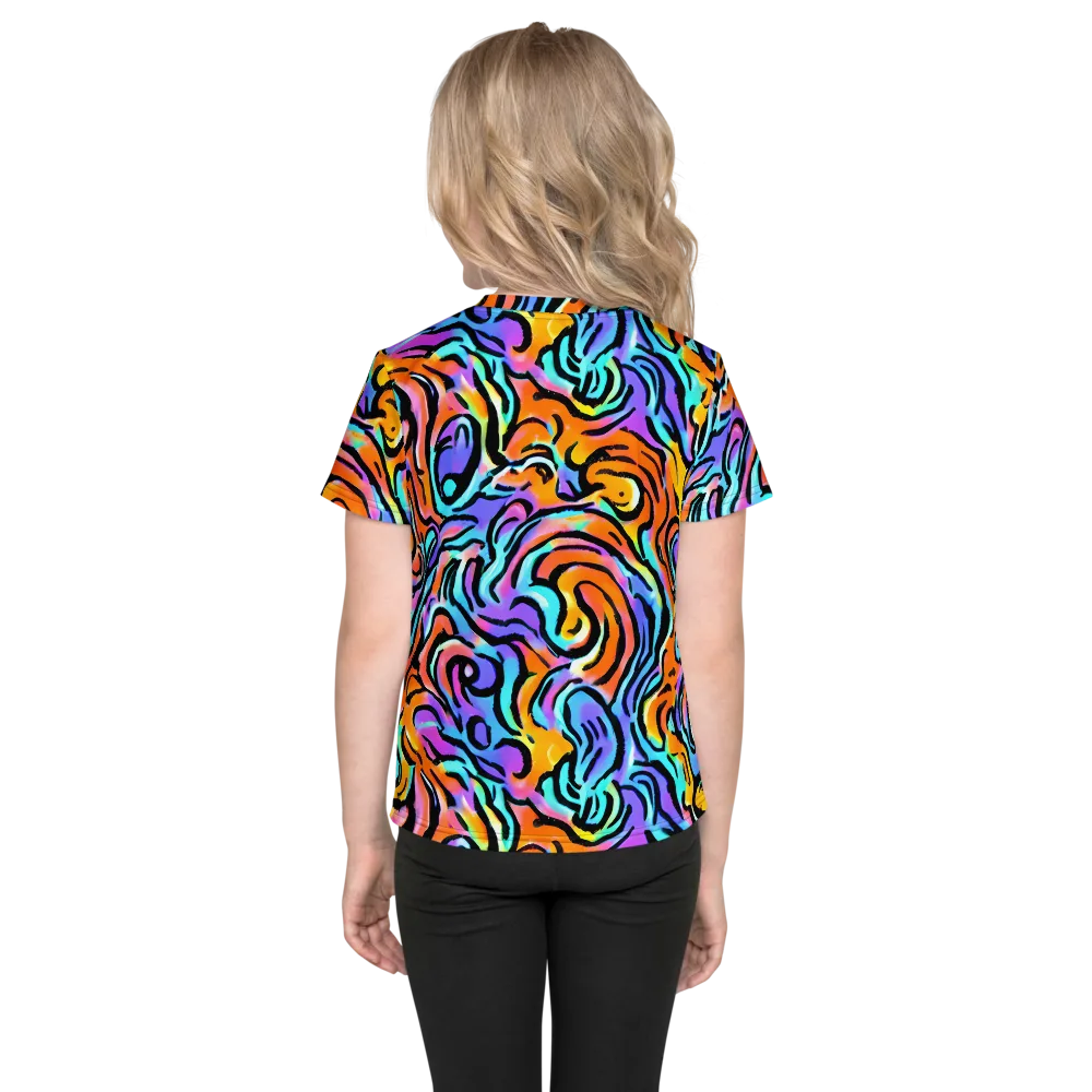 Hypercolor Waves on Kids Crew Neck T-Shirt — Back