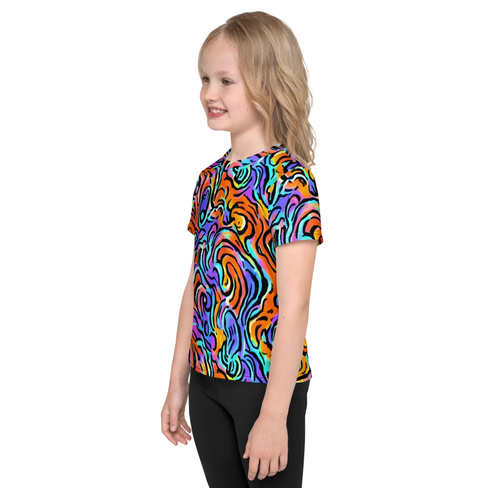Hypercolor Waves on Kids Crew Neck T-Shirt — Left