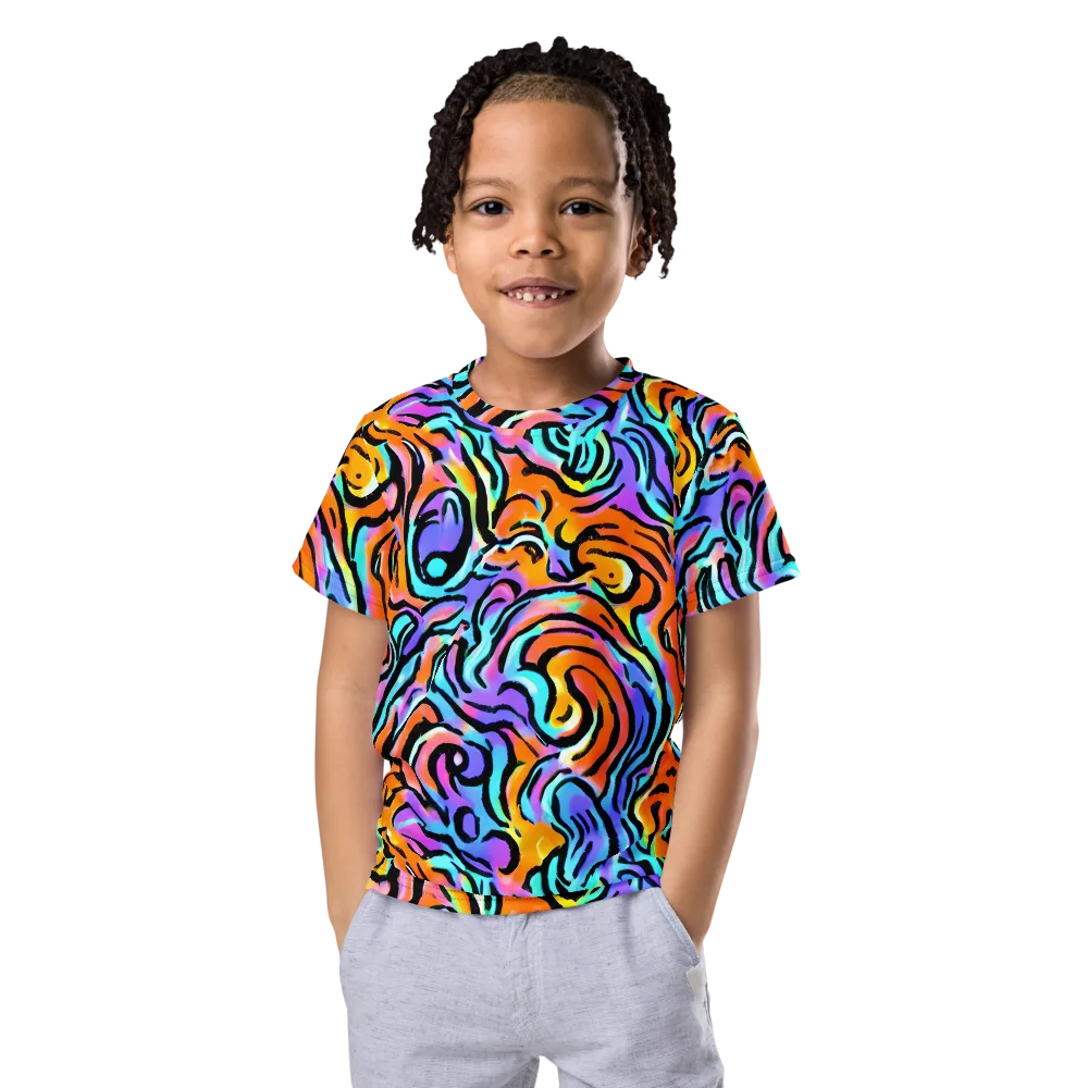 Hypercolor Waves on Kids Crew Neck T-Shirt — Front