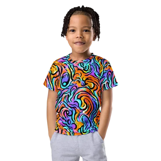 Hypercolor Waves on a Kids Crew Neck T-Shirt