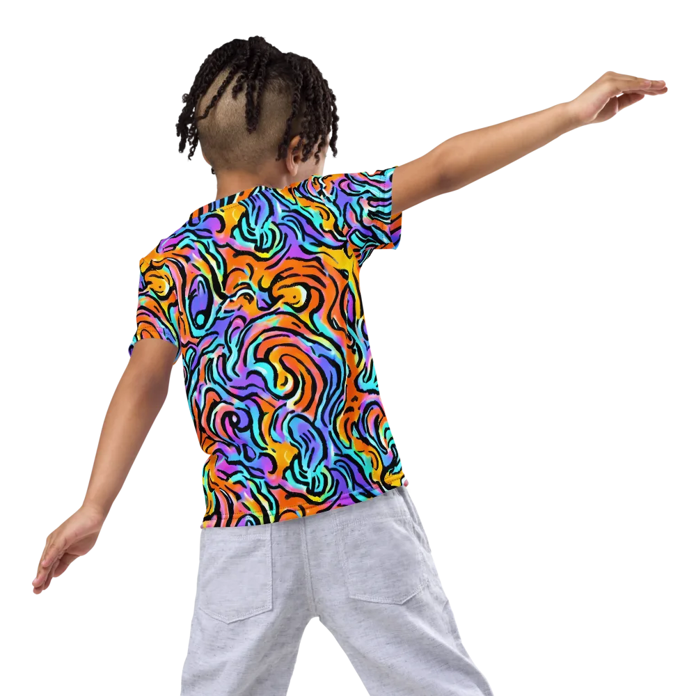 Hypercolor Waves on Kids Crew Neck T-Shirt — Back
