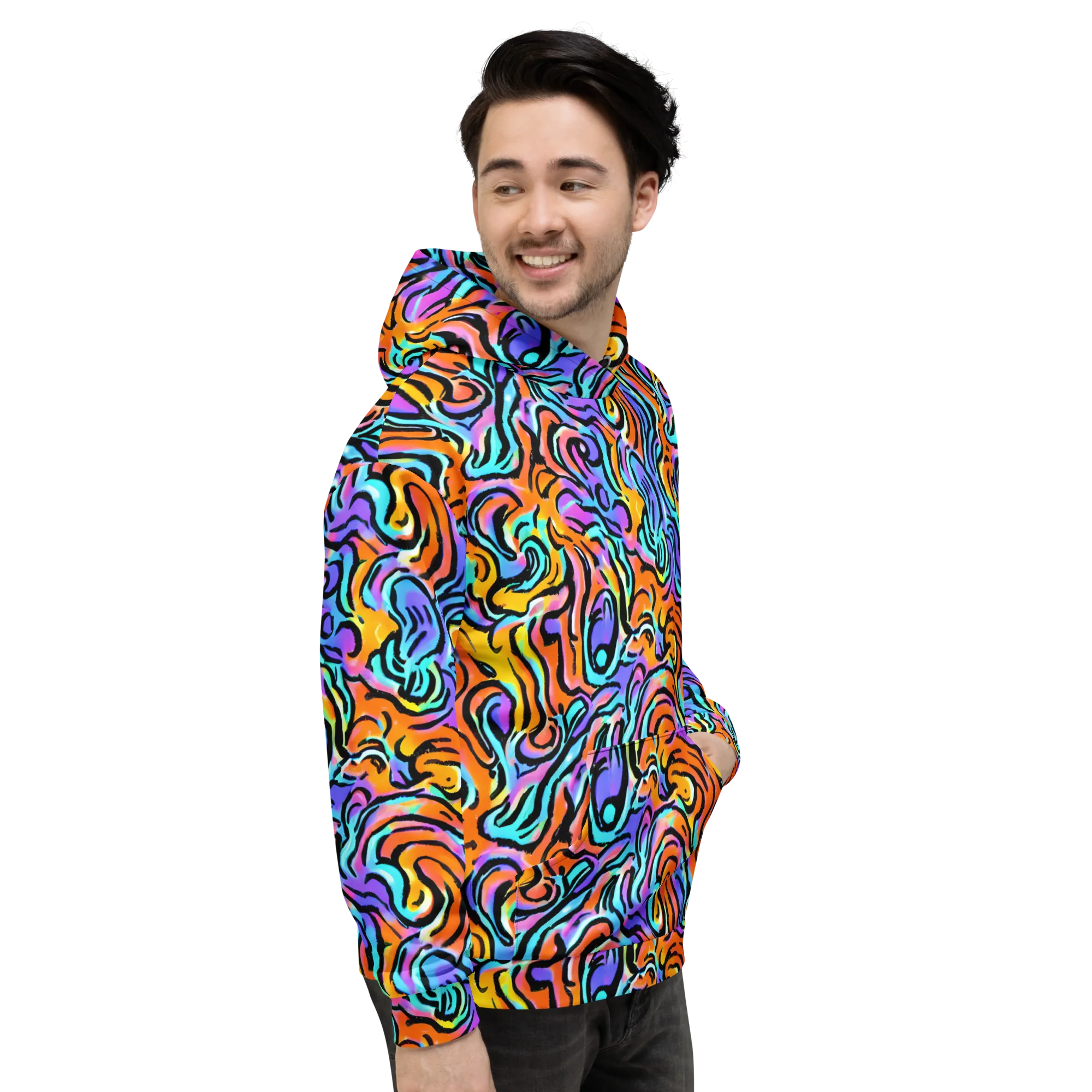 Hypercolor Waves on Hoodie — Right