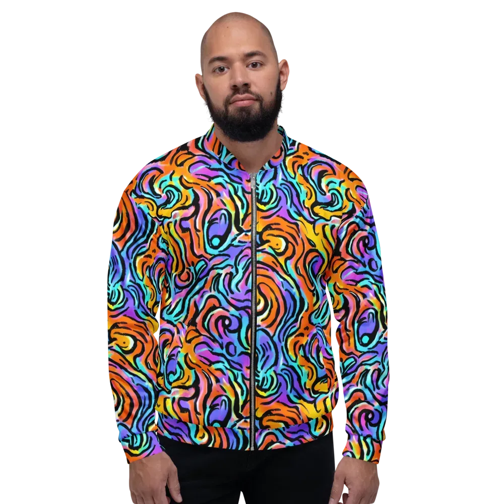Hypercolor Waves on Bomber Jacket — Front
