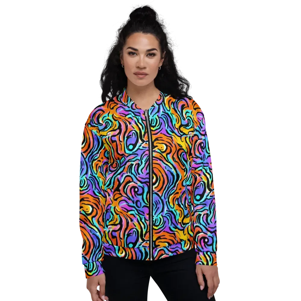 Hypercolor Waves on Bomber Jacket — Front