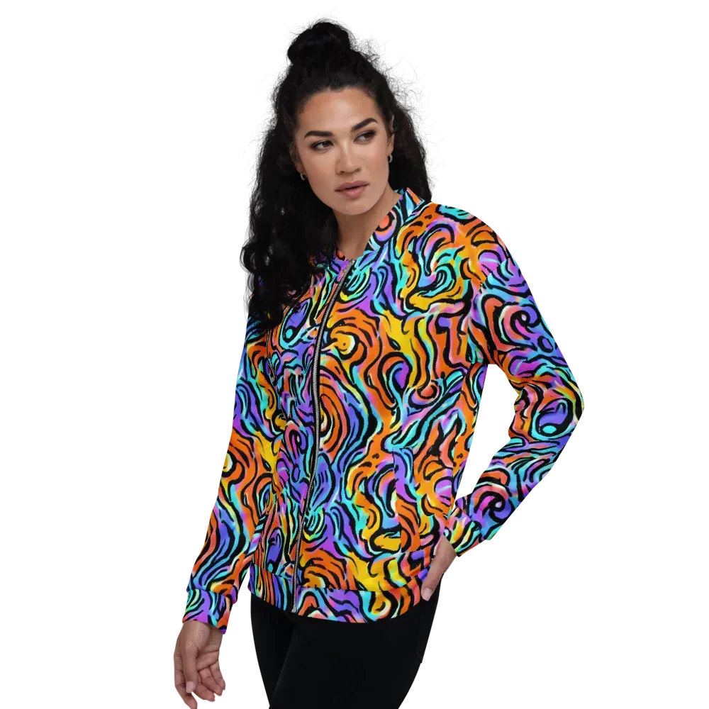 Hypercolor Waves on Bomber Jacket — Left