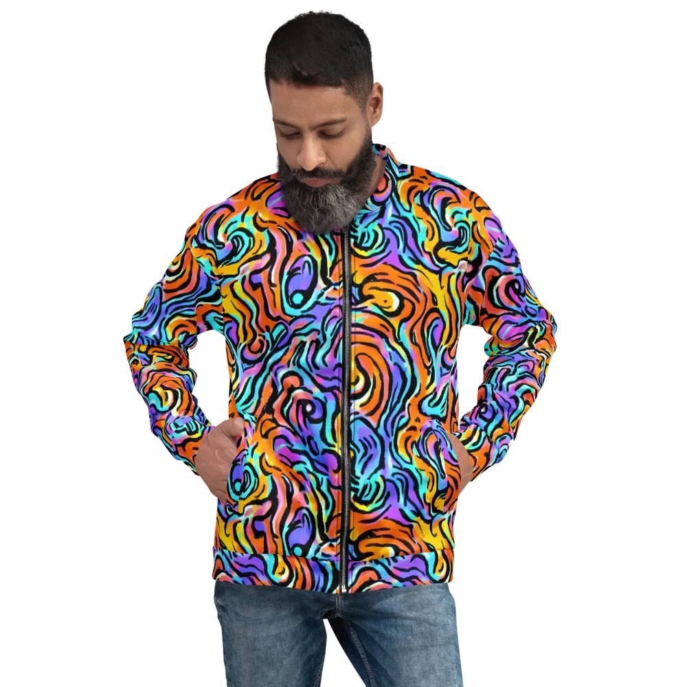Hypercolor Waves on Bomber Jacket — Front
