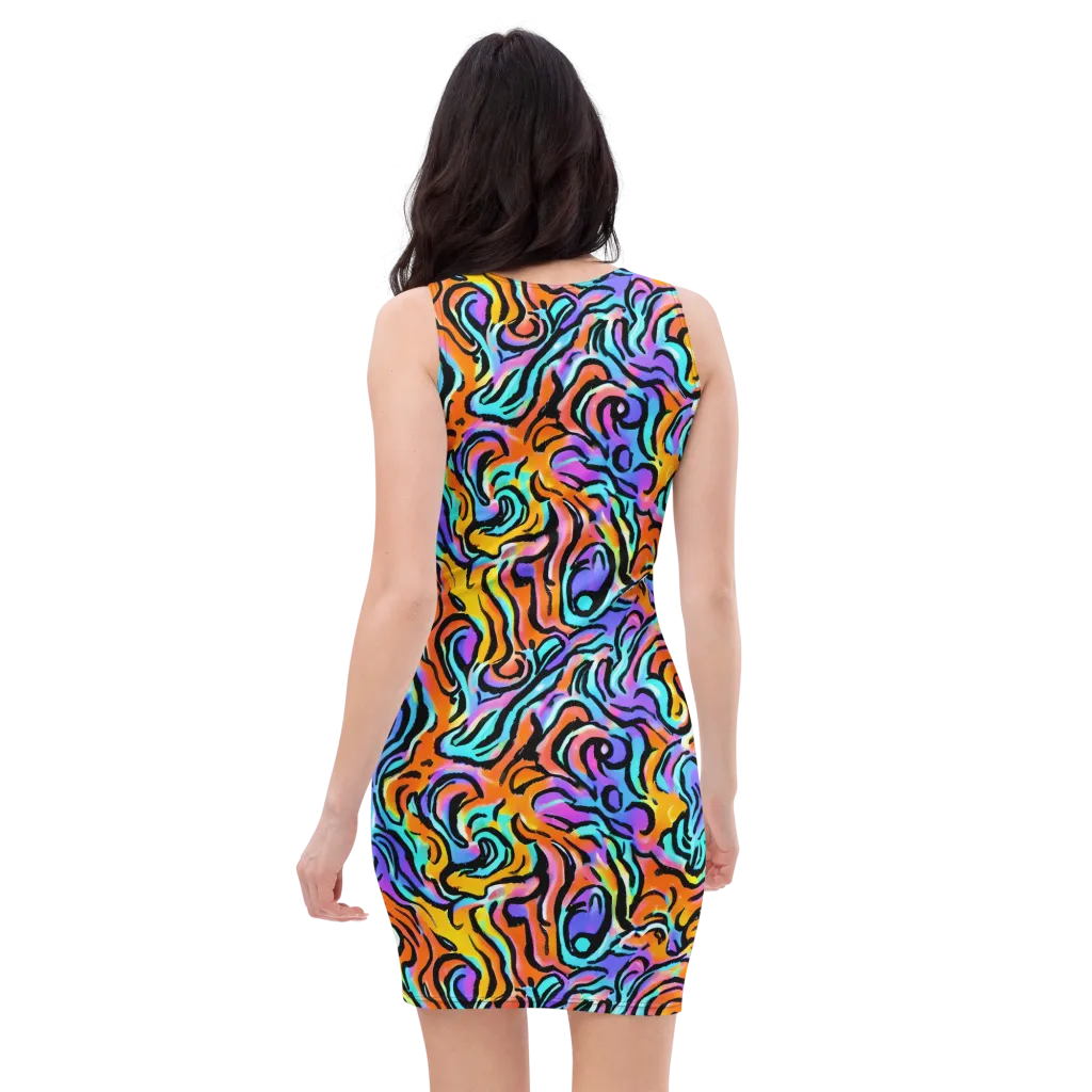 Hypercolor Waves on Bodycon Dress — Back