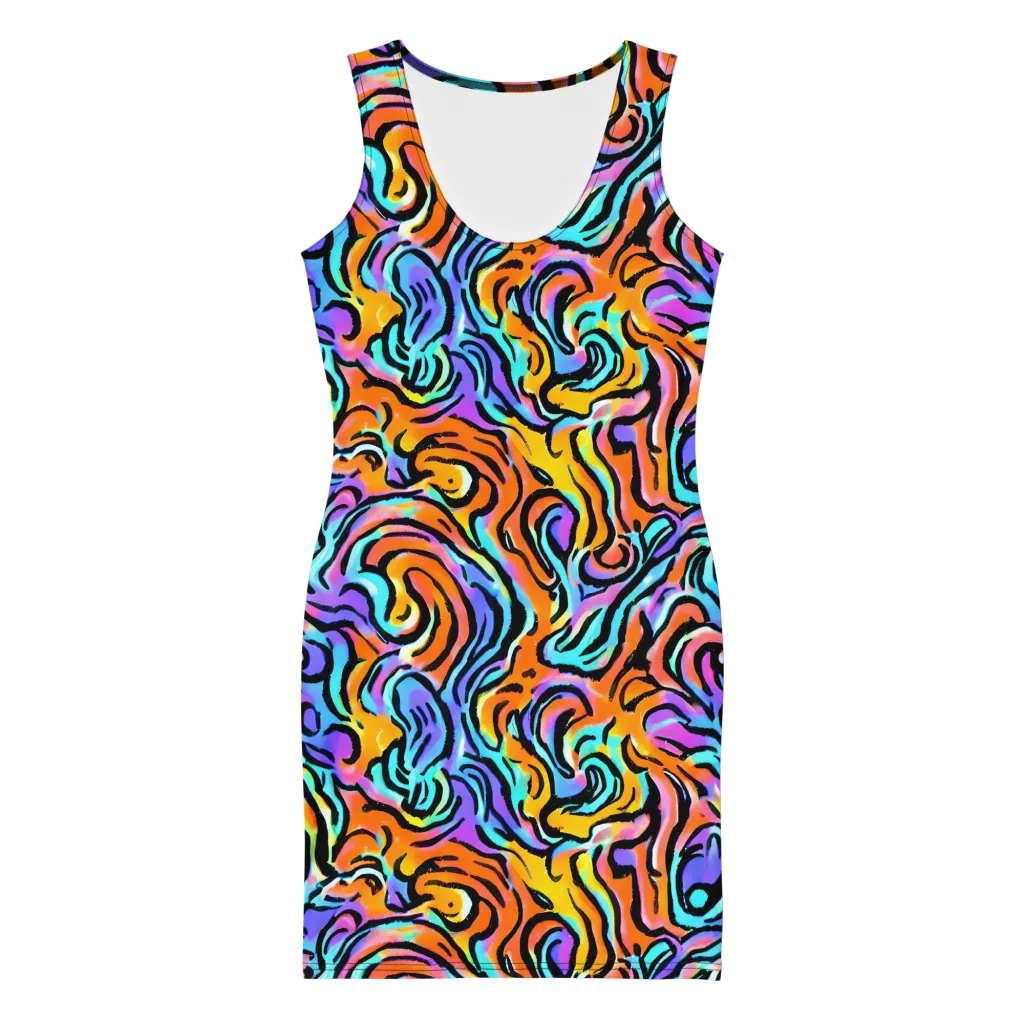 Hypercolor Waves on Bodycon Dress — Front