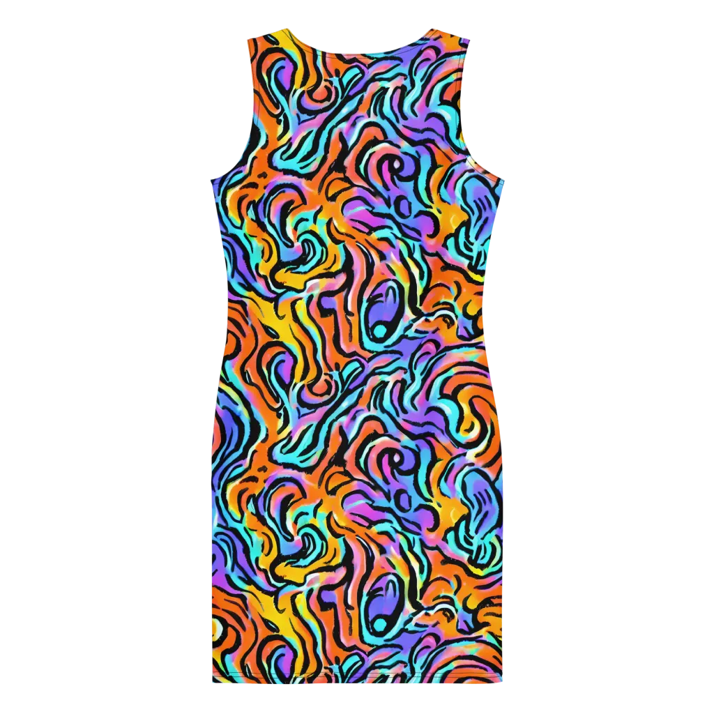 Hypercolor Waves on Bodycon Dress — Back