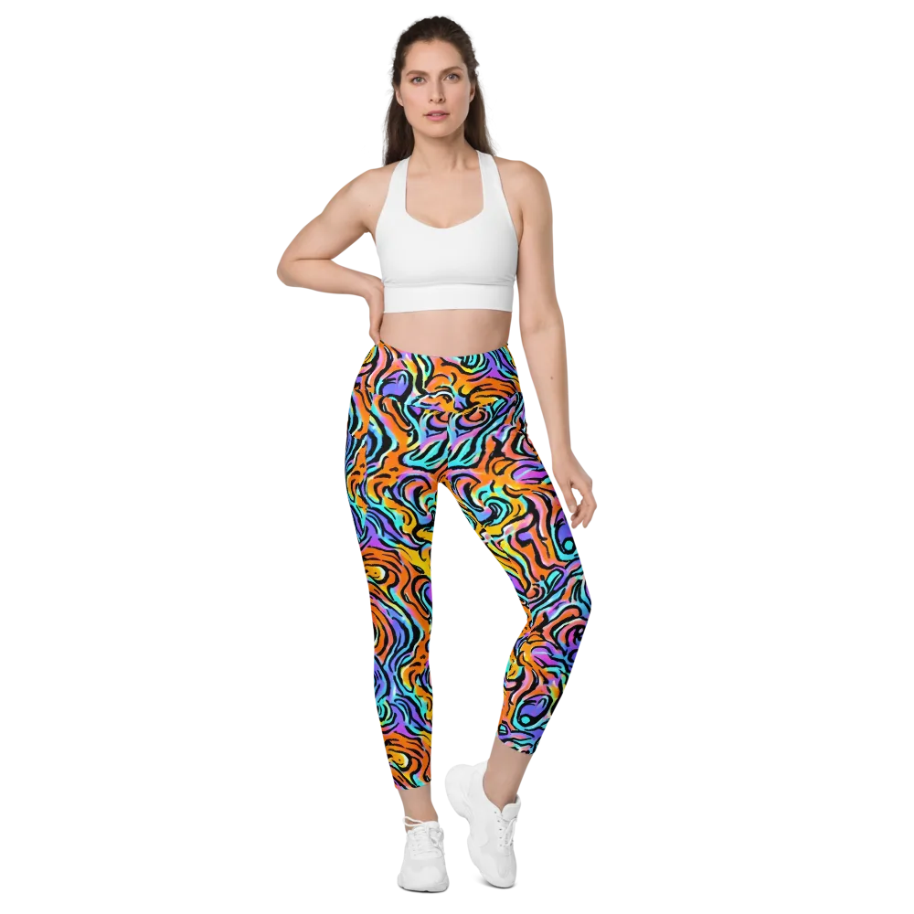 Hypercolor Waves on Leggings with Pockets — Front