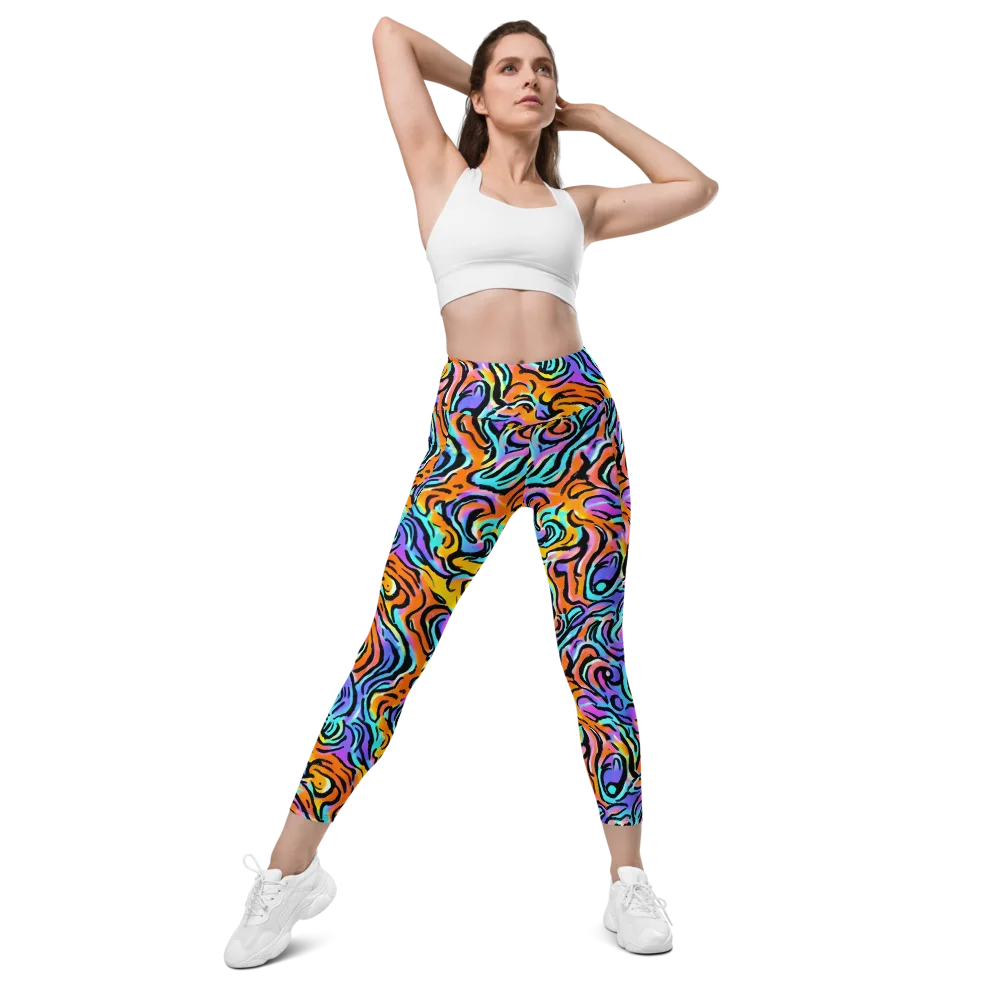 Hypercolor Waves on Leggings with Pockets — Front
