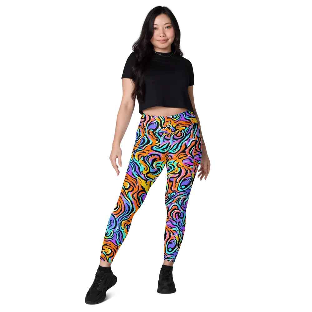 Hypercolor Waves on Leggings with Pockets — Front