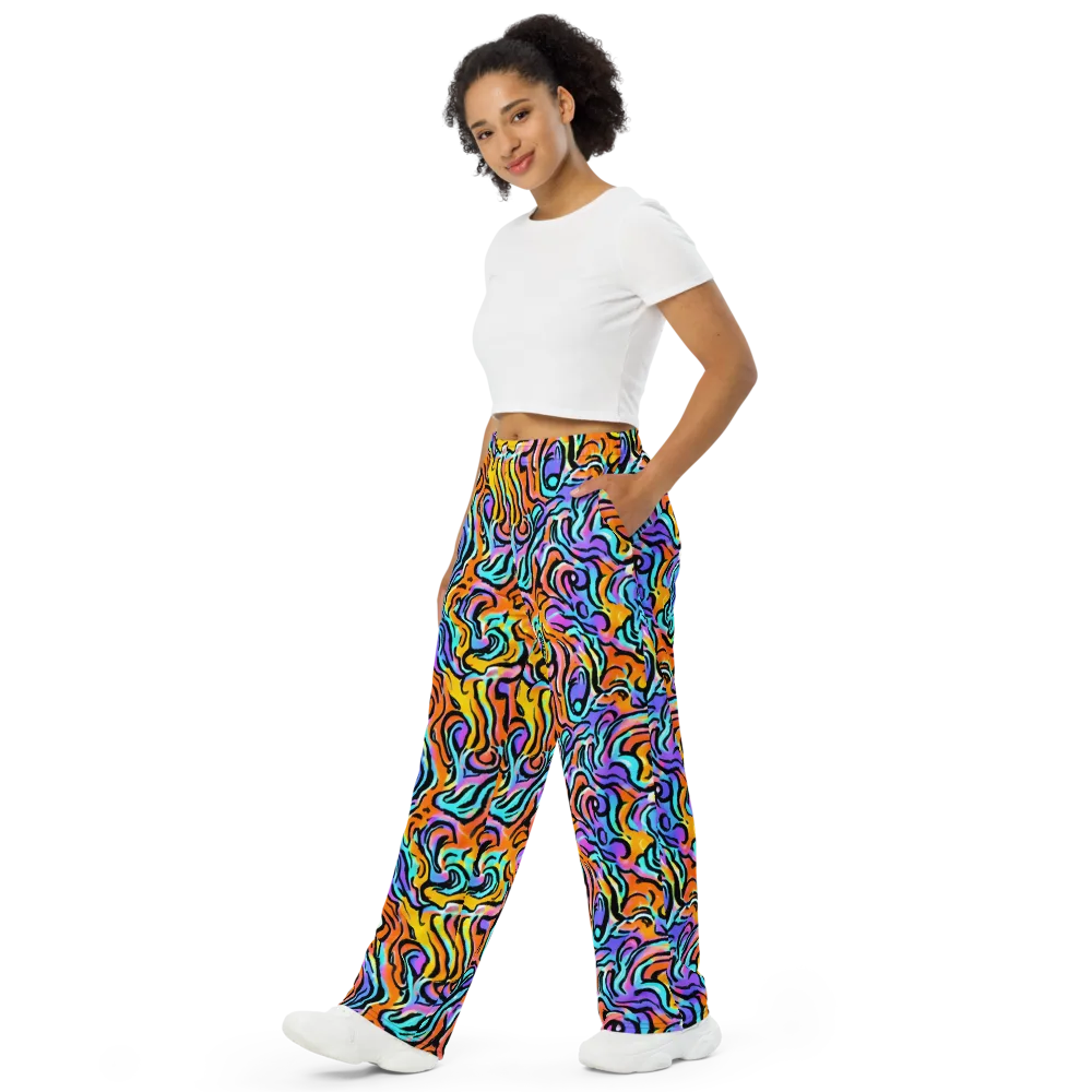 Hypercolor Waves on Wide-Leg Pants — Left Front