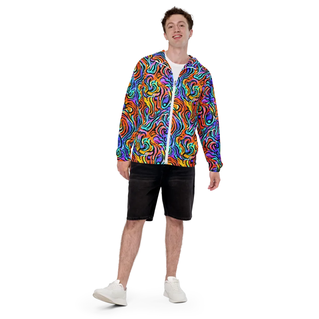 Hypercolor Waves on Men's Windbreaker — Front