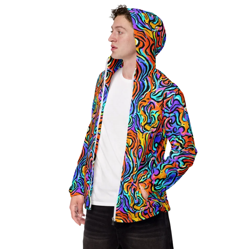 Hypercolor Waves on Men's Windbreaker — Left Front