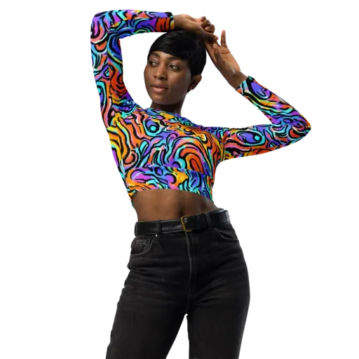 Hypercolor Waves on a Long Sleeve Crop Top