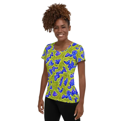 Blue Matter on a Women's Athletic T-Shirt