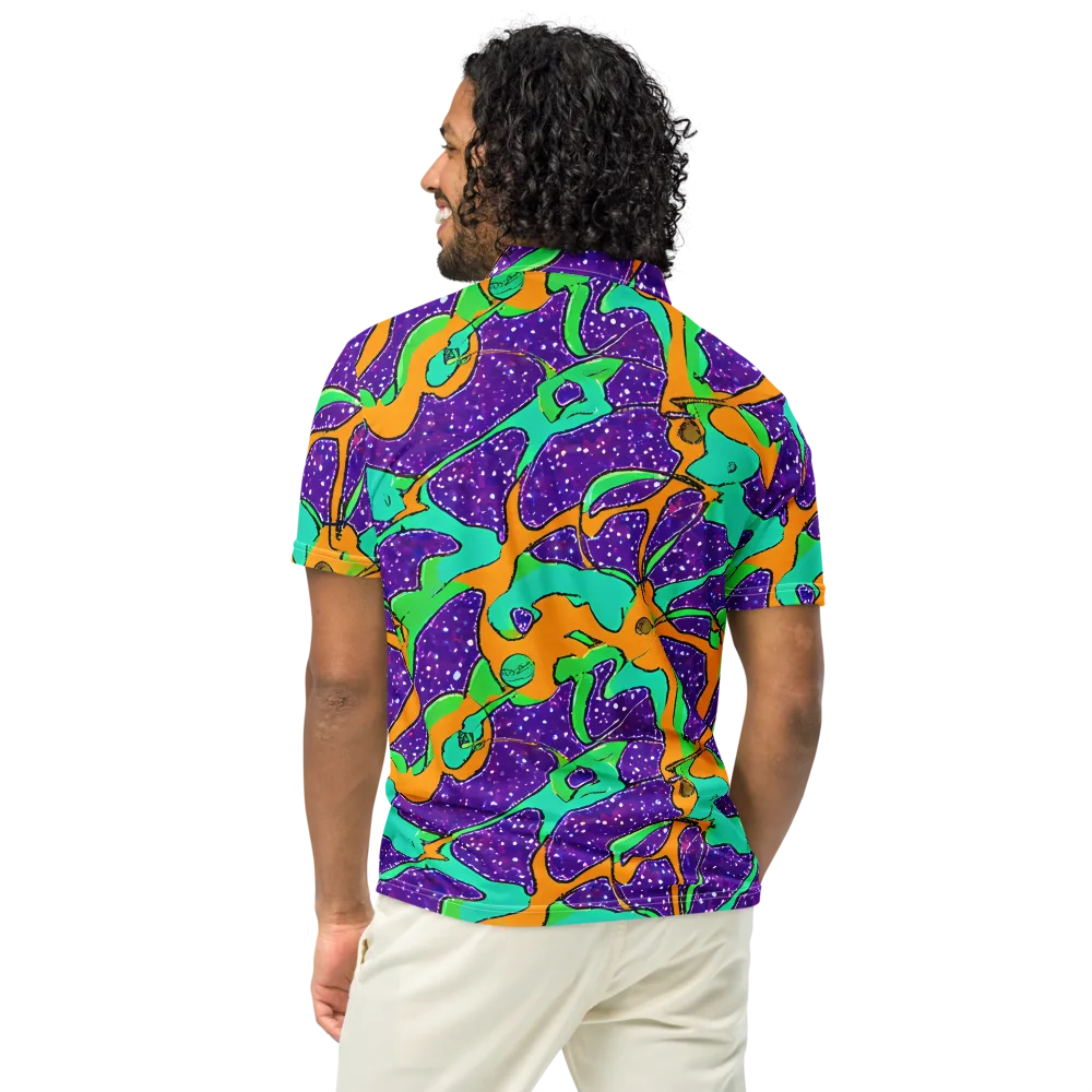 Orchid Aftershock on Men's Slim Fit Polo Shirt — Back
