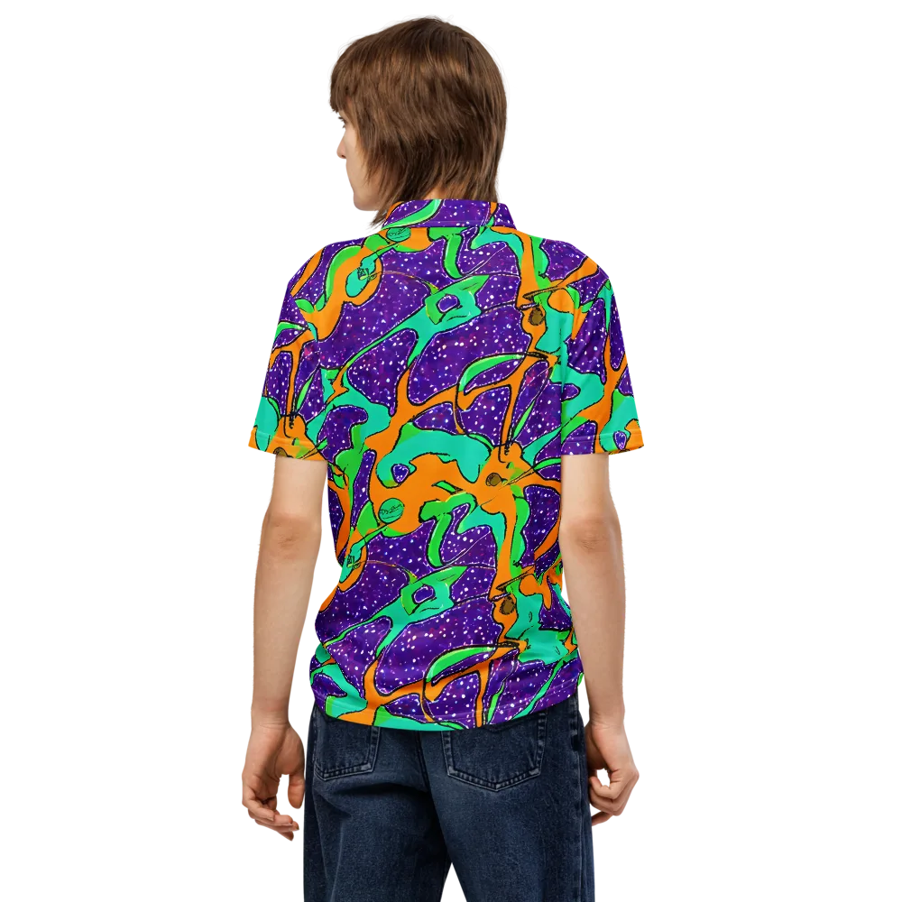 Orchid Aftershock on Men's Slim Fit Polo Shirt — Back