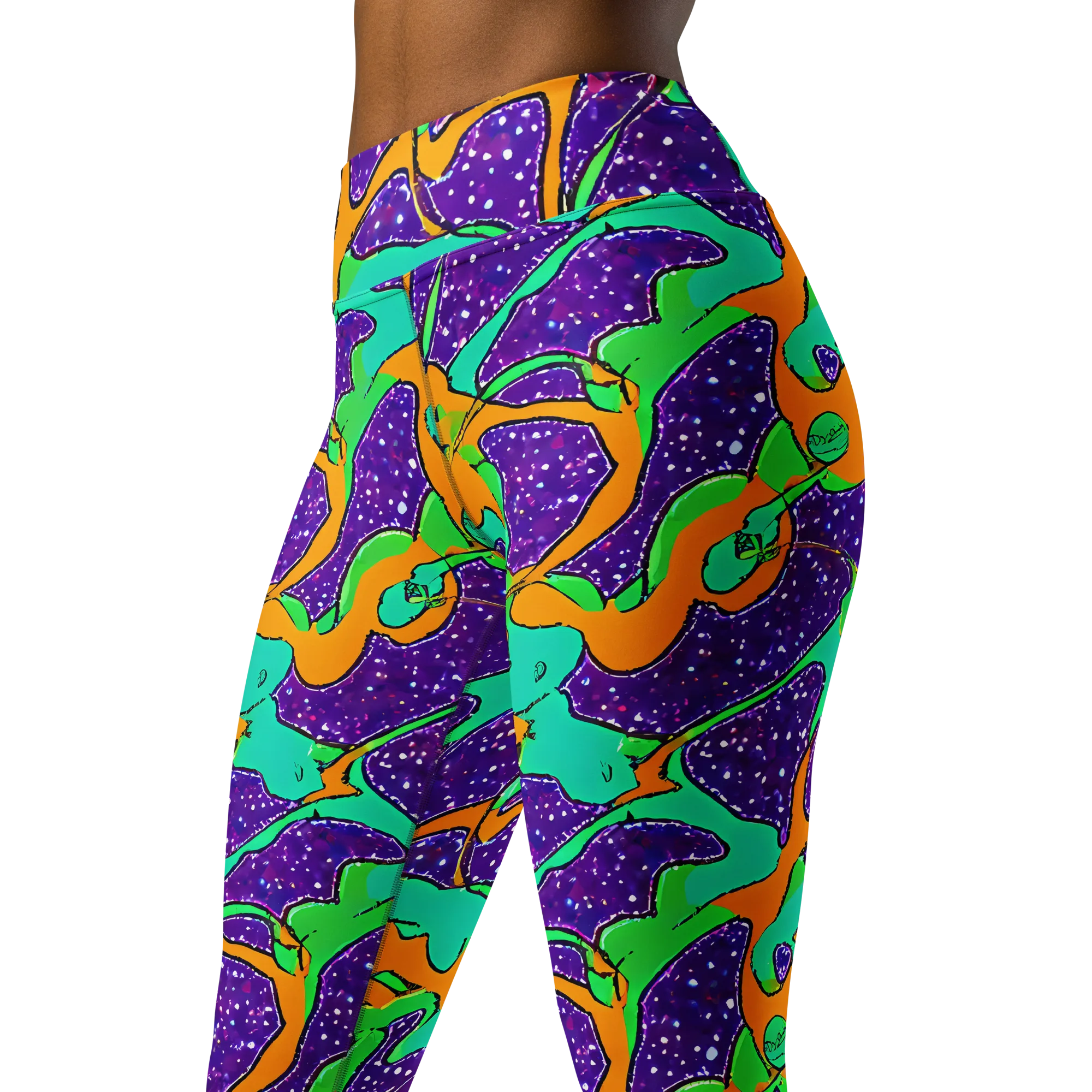 Orchid Aftershock on Yoga Leggings — Left Front