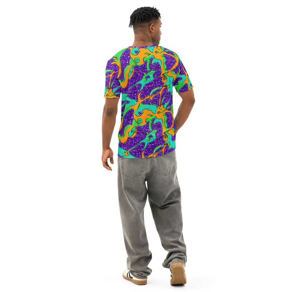 Orchid Aftershock on Men's Cotton Crew Neck T-Shirt — Back
