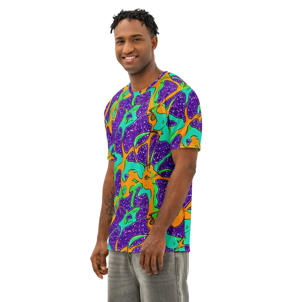 Orchid Aftershock on Men's Cotton Crew Neck T-Shirt — Left Front