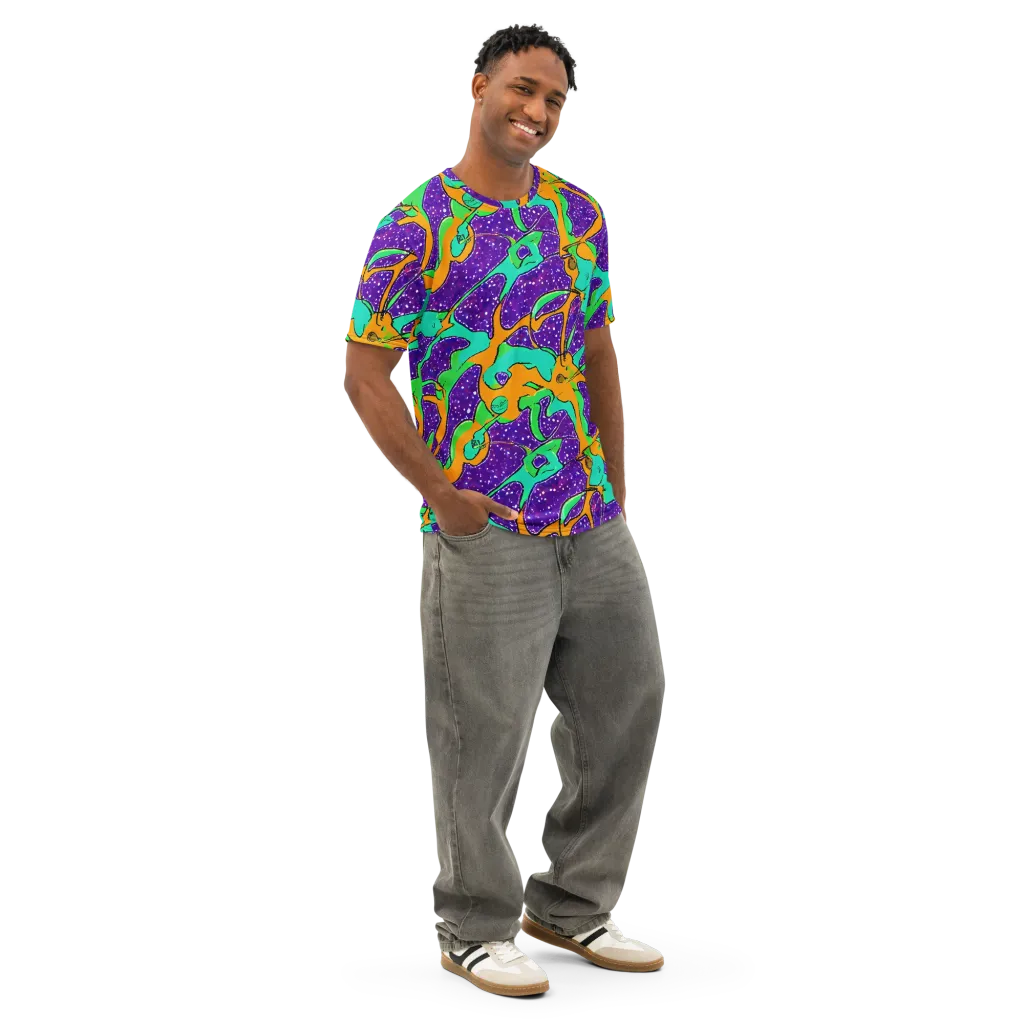 Orchid Aftershock on Men's Cotton Crew Neck T-Shirt — Right Front