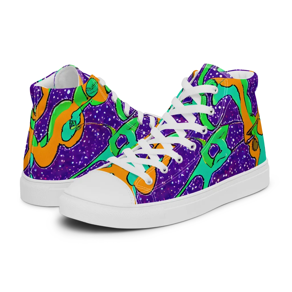 Orchid Aftershock on Men's High Top Canvas Shoes — Left