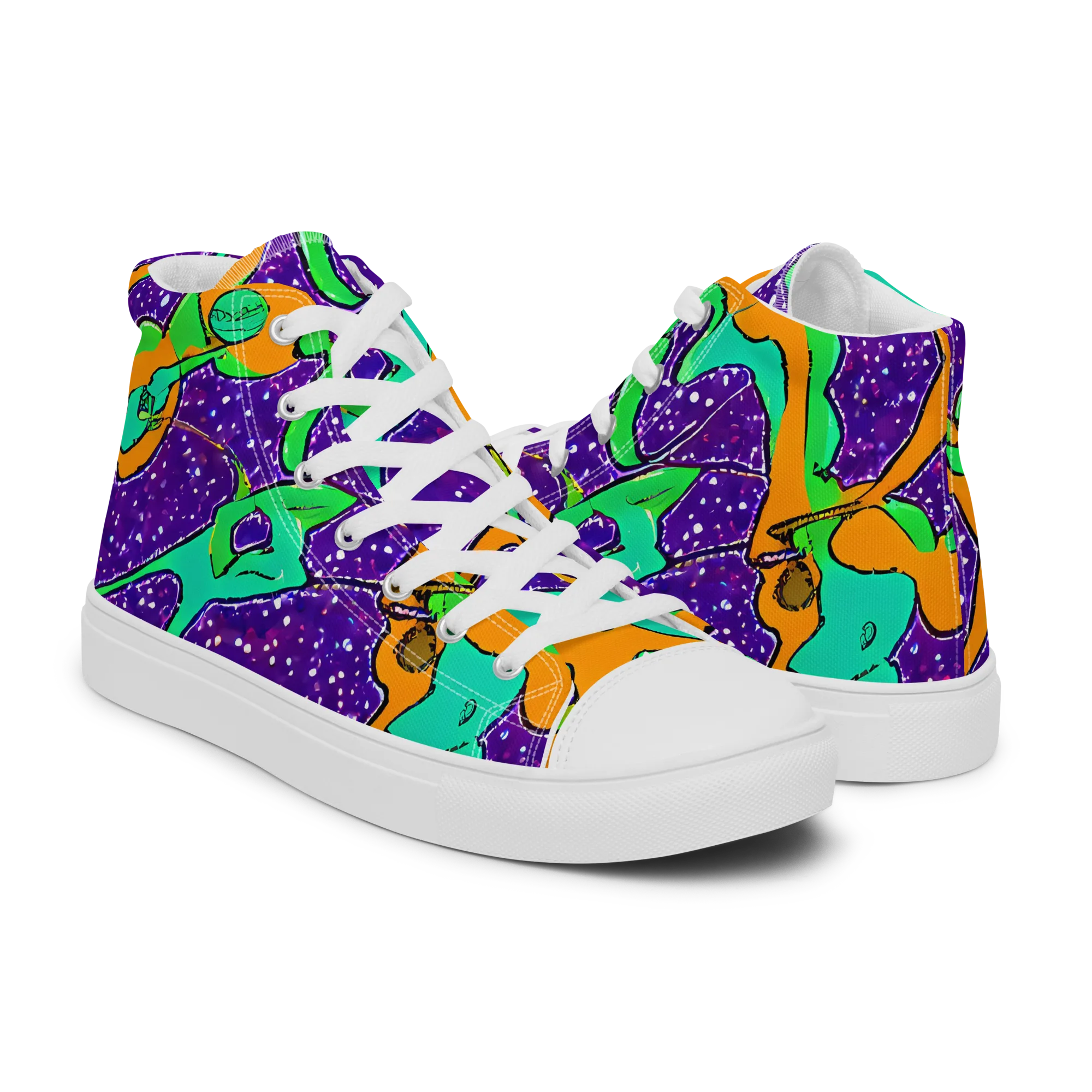 Orchid Aftershock on Men's High Top Canvas Shoes — Right