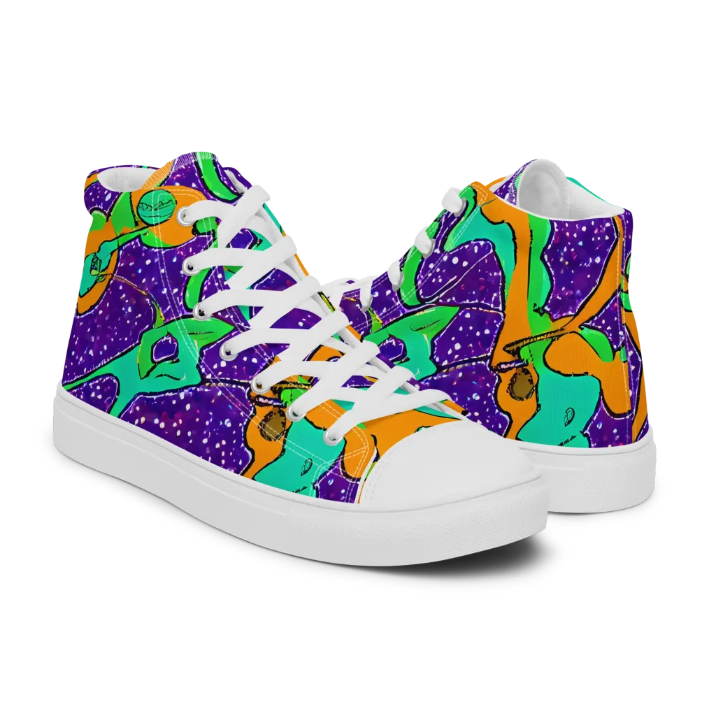 Orchid Aftershock on Men's High Top Canvas Shoes — Right