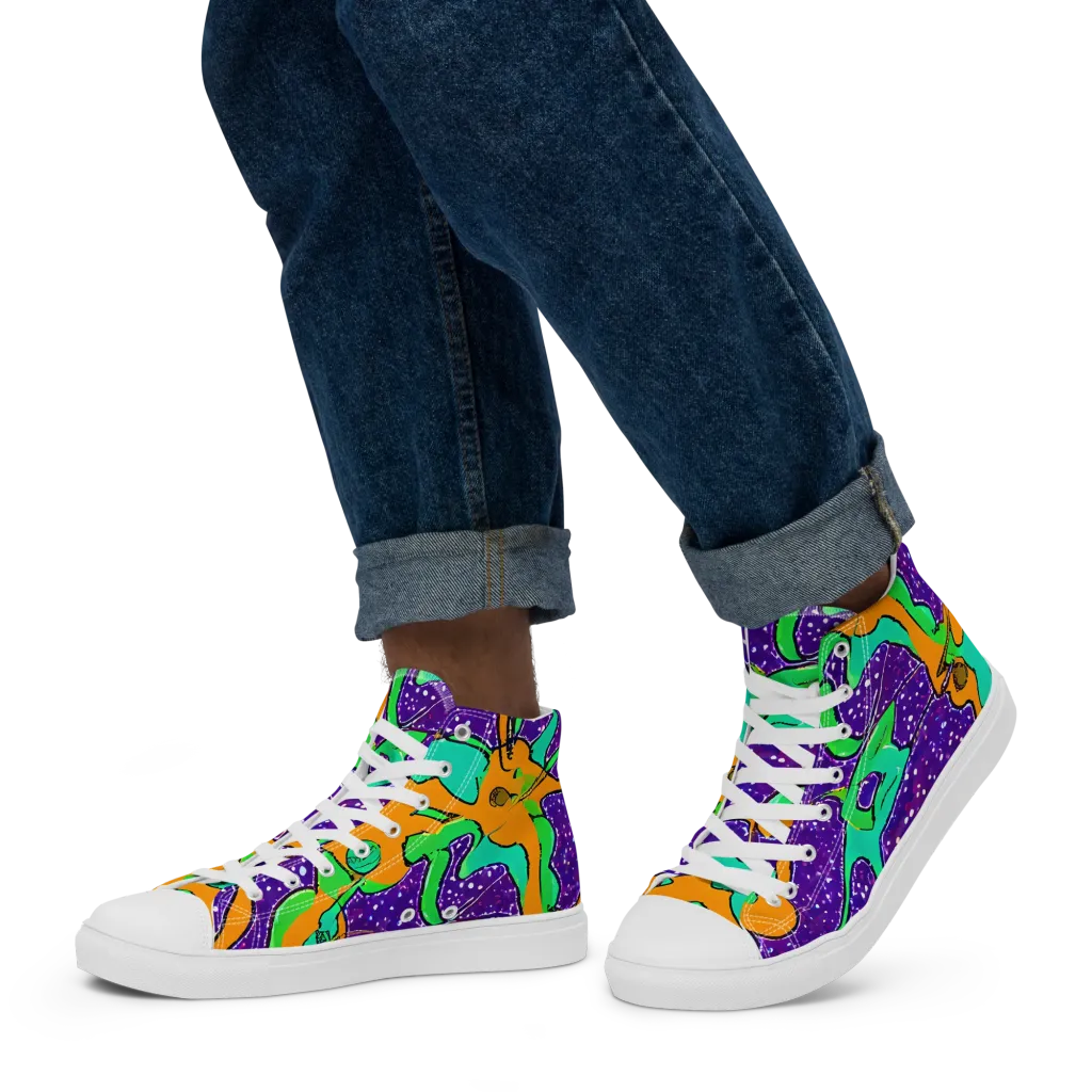 Orchid Aftershock on Men's High Top Canvas Shoes — Left