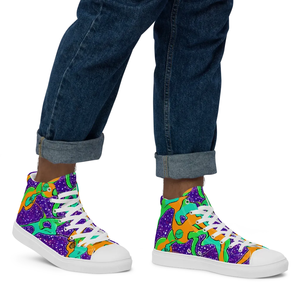 Orchid Aftershock on Men's High Top Canvas Shoes — Right