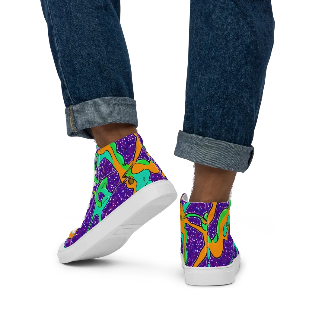 Orchid Aftershock on Men's High Top Canvas Shoes — Back