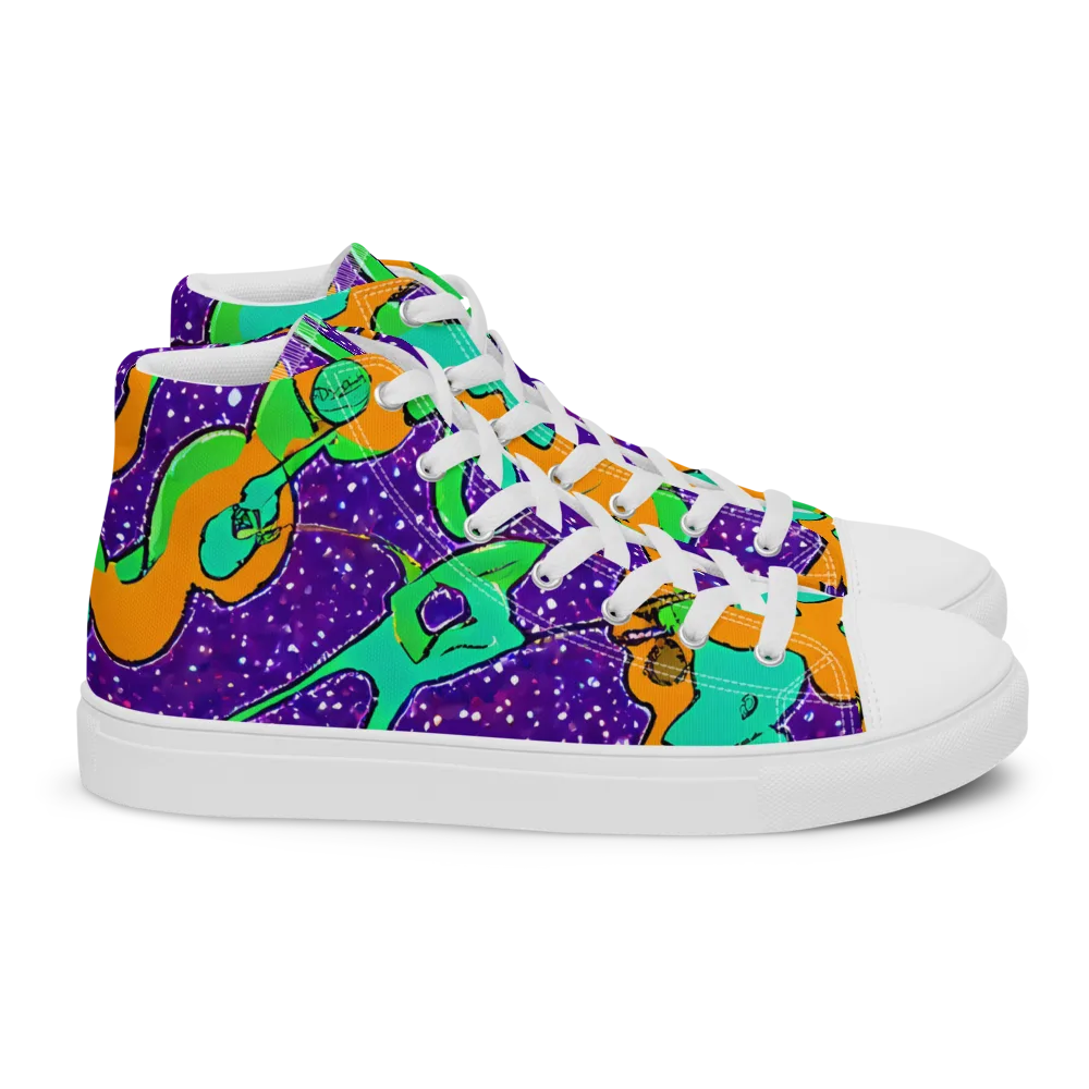 Orchid Aftershock on Women's High Top Canvas Shoes — Right