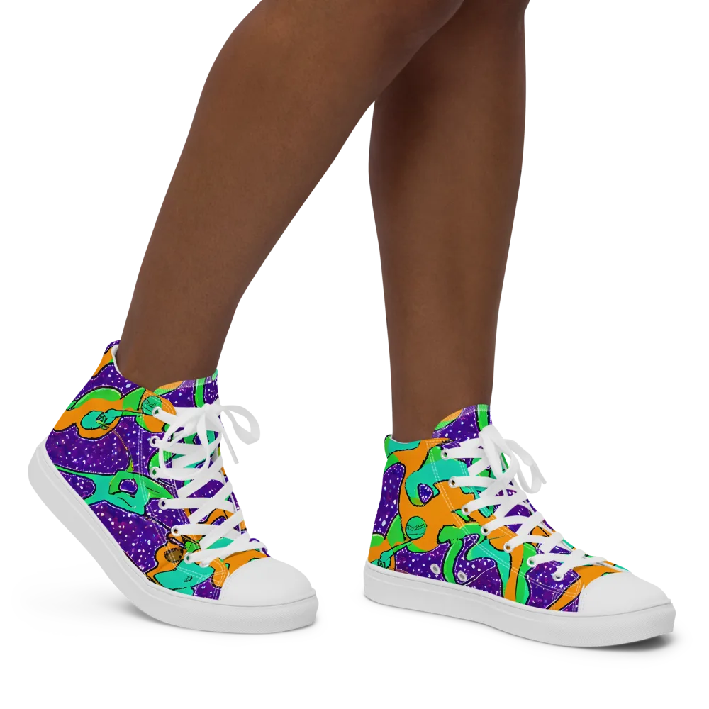Orchid Aftershock on Women's High Top Canvas Shoes — Right