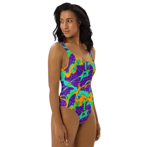 Orchid Aftershock on a One-Piece Swimsuit