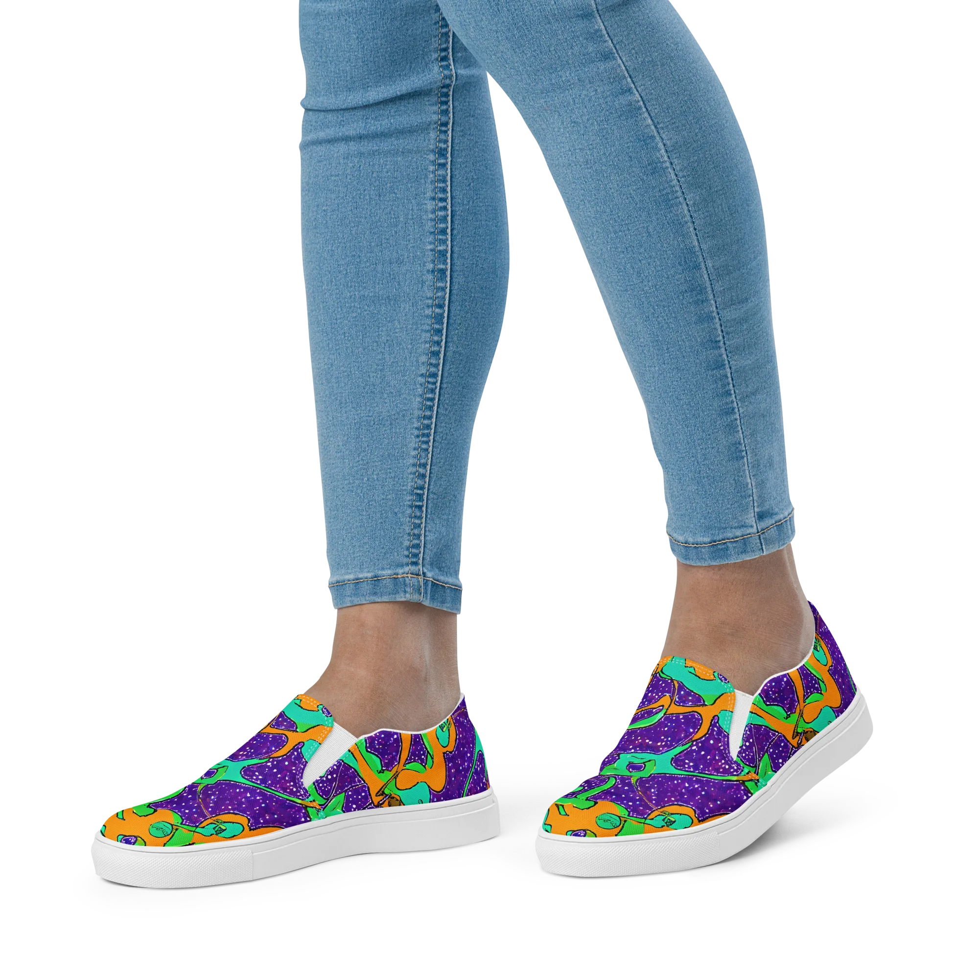 Orchid Aftershock on Women's Slip-On Canvas Shoes — Front