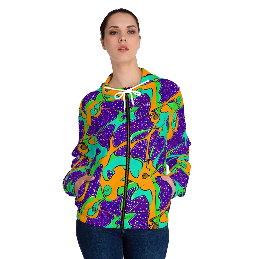 Orchid Aftershock on Women's Full-Zip Hoodie — Front On Person
