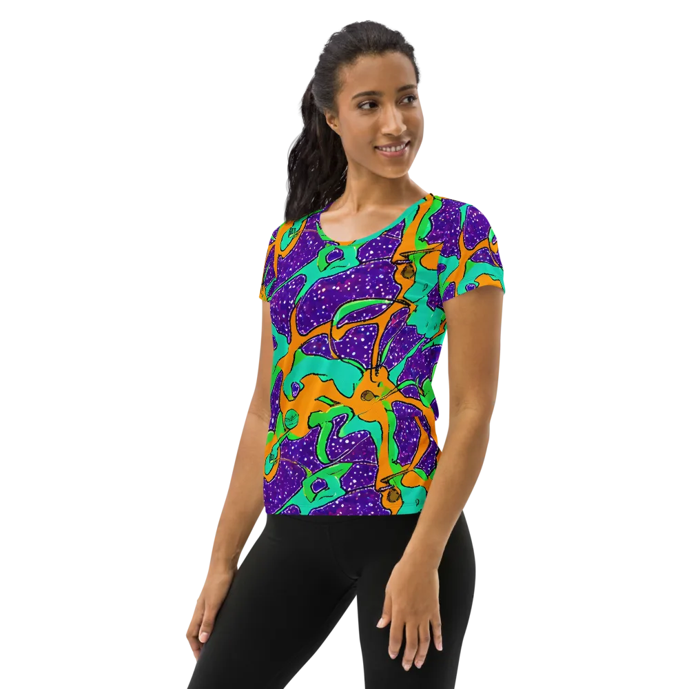 Orchid Aftershock on Women's Athletic T-Shirt — Left
